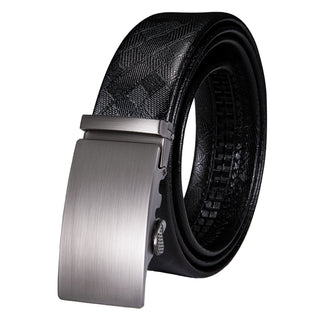 Luxury Genuine Leather Men's Buckle Belt Automatic Ratchet