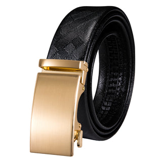 Luxury Genuine Leather Men's Buckle Belt Automatic Ratchet