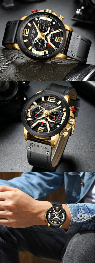 Luxury Military Leather Wrist Watch