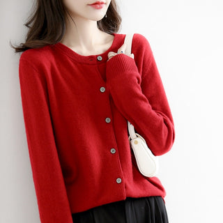 O-neck Knitted Cashmere Cardigans