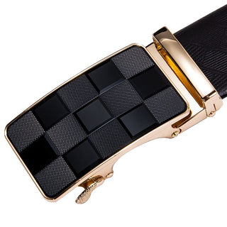 Luxury Genuine Leather Men's Buckle Belt Automatic Ratchet