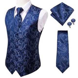 Tie Slim Sleeveless Vest Hanky Cufflink (See more options)