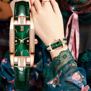 Fashionable classic retro green quartz watch