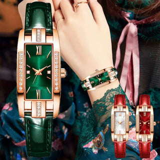 Fashionable classic retro green quartz watch