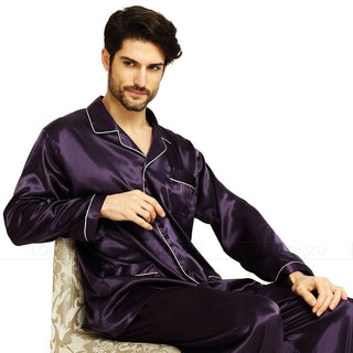 Long Sleeve Silk Satin Pajamas Set