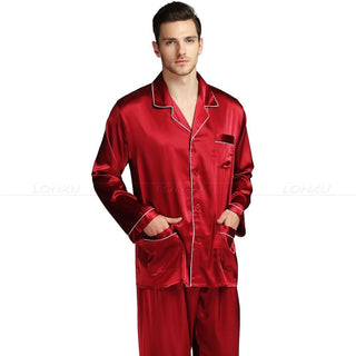 Long Sleeve Silk Satin Pajamas Set