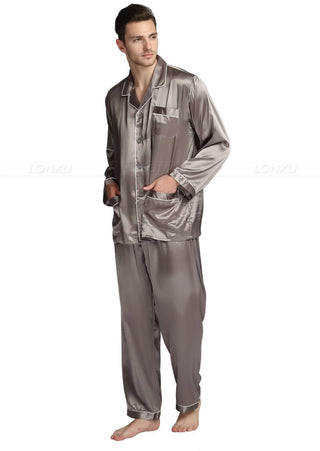 Long Sleeve Silk Satin Pajamas Set