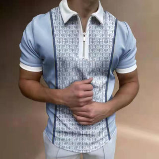 Polo Shirts Short Sleeve Turn-Down Collar Zipper