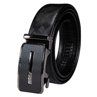 Luxury Genuine Leather Men's Buckle Belt Automatic Ratchet