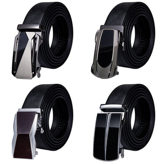 Luxury Genuine Leather Men's Buckle Belt Automatic Ratchet