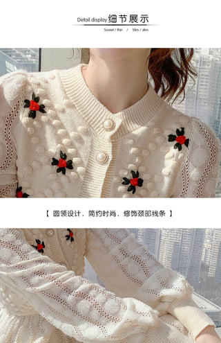 Knitted Embroidery Wool Long Sleeve Dress