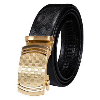 Luxury Genuine Leather Men's Buckle Belt Automatic Ratchet