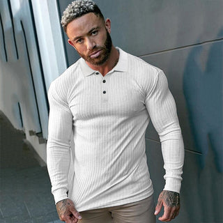 Long Sleeve Knitted Polo Shirt Fitness Clothing Slim Fit