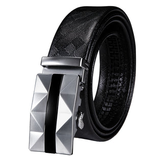 Luxury Genuine Leather Men's Buckle Belt Automatic Ratchet