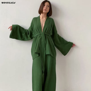 Long-Sleeved Kimono Pajamas