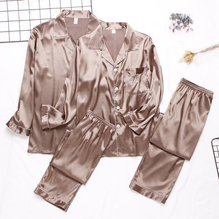 Satin Silk Pajamas Sets Couple Sleepwear