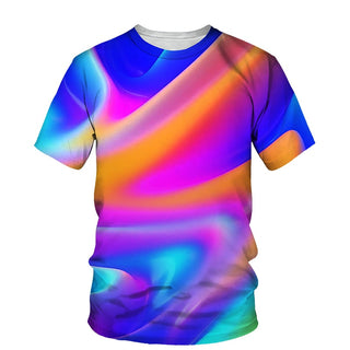 Harajuku Fashion Color 3D Print Personality Round Neck T shirt