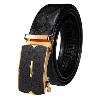 Luxury Genuine Leather Men's Buckle Belt Automatic Ratchet