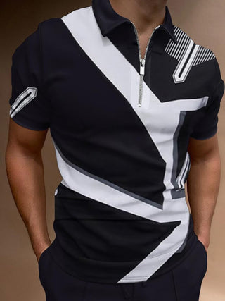 Polo Shirts Short Sleeve Turn-Down Collar Zipper