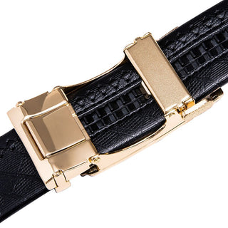 Luxury Genuine Leather Men's Buckle Belt Automatic Ratchet