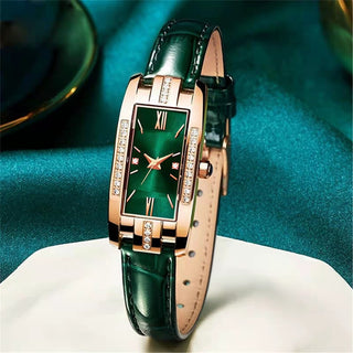 Fashionable classic retro green quartz watch