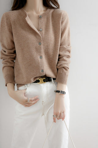 O-neck Knitted Cashmere Cardigans