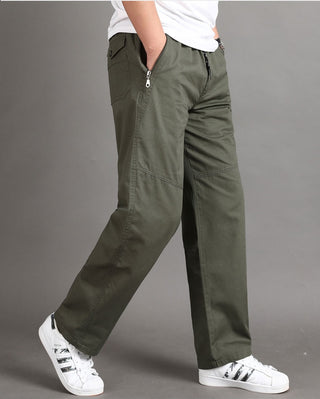 Cotton Multi Pockets Loose Straight Pants