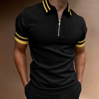 Polo Shirts Short Sleeve Turn-Down Collar Zipper