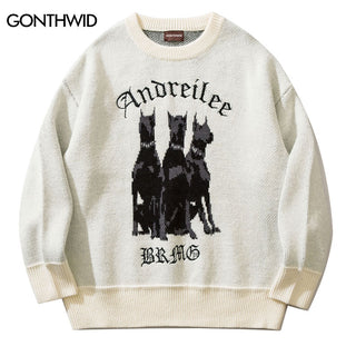 Vintage Sweater  Knitted Doberman