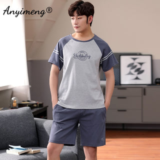 Pajamas Soft Breathable CottonSets Pullover Plaid Bottoms