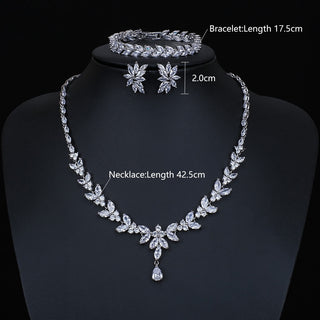 Luxury Brilliant Cubic Zirconia Necklace Set Earrings Rings Women