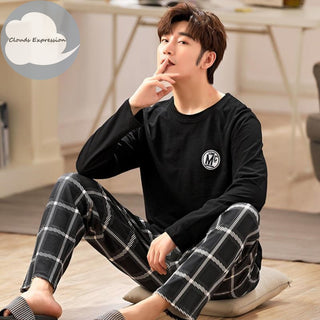 Long Sleeved Cotton Cartoon Pajamas Set