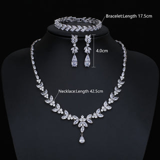 Luxury Brilliant Cubic Zirconia Necklace Set Earrings Rings Women