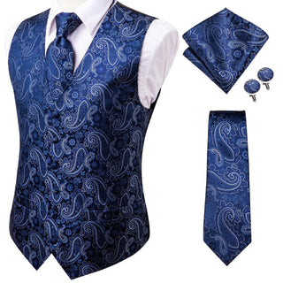 Tie Slim Sleeveless Vest Hanky Cufflink (See more options)