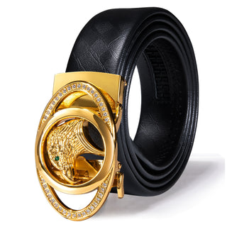 Luxury Genuine Leather Men's Buckle Belt Automatic Ratchet