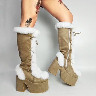 Furry Platform High Boots