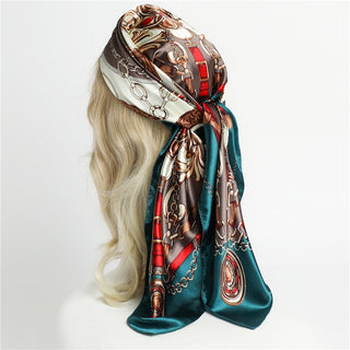 Printed Silk Satin Neckerchief Shawl Scarf