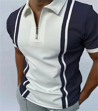 Polo Shirts Short Sleeve Turn-Down Collar Zipper