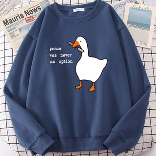 Goose Print Long Sleeves Kawaii Cartoons Pullovers