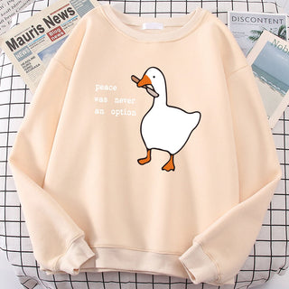 Goose Print Long Sleeves Kawaii Cartoons Pullovers