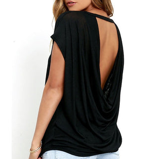 Open Back Loose O-neck Top