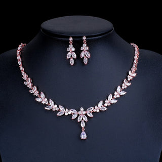 Luxury Brilliant Cubic Zirconia Necklace Set Earrings Rings Women