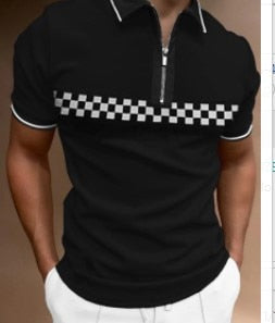 Polo Shirts Short Sleeve Turn-Down Collar Zipper