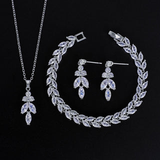 Luxury Brilliant Cubic Zirconia Necklace Set Earrings Rings Women