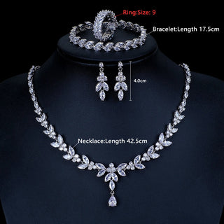 Luxury Brilliant Cubic Zirconia Necklace Set Earrings Rings Women