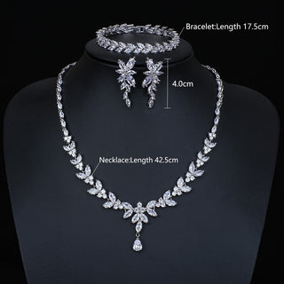 Luxury Brilliant Cubic Zirconia Necklace Set Earrings Rings Women