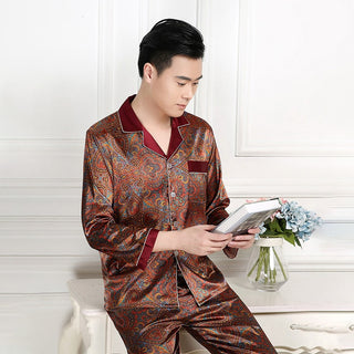 Patterned Silk Pajamas Set