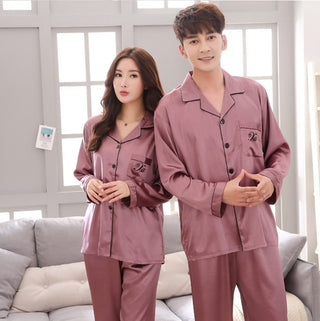 Satin Silk Pajamas Sets Couple Sleepwear