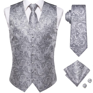 Tie Slim Sleeveless Vest Hanky Cufflink (See more options)