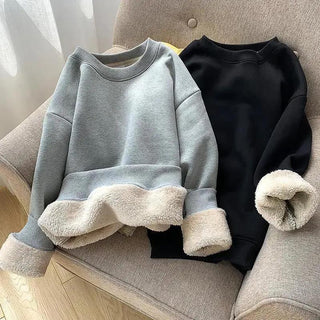 Fleece Thickened Sweatshirts O-neck Long Sleeve